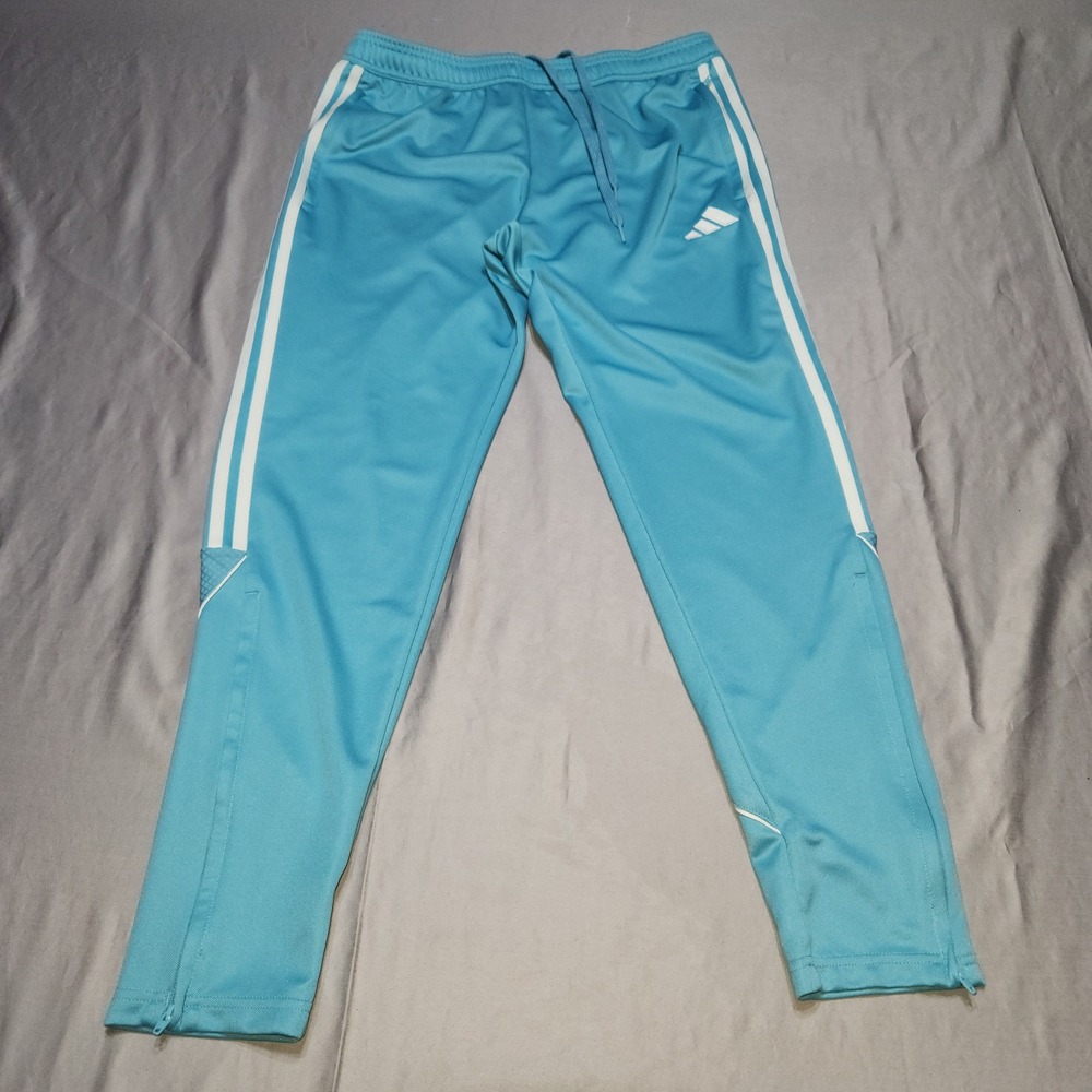Adidas Aeroready Track Pants Mens Large Blue White Striped Tapered Joggers
